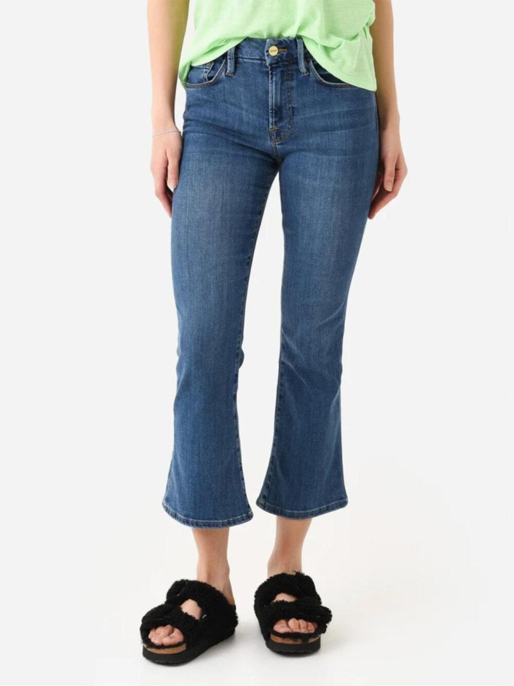 FRAME Le Crop Mini Boot Jeans Womens 28 Poe Medium Wash Crop Flare - Picture 13 of 13
